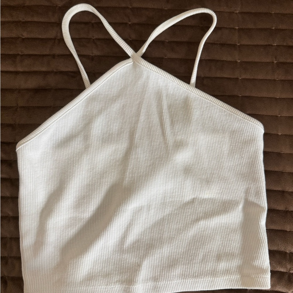 Zara white Ribbed Camisole Top